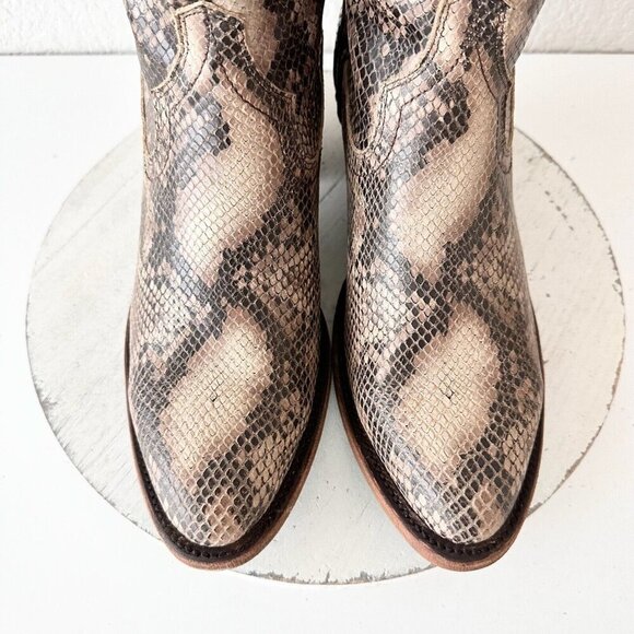 Lane PLAIN JANE Womens Cowboy Bootie 10.5 Western Brown Snakeprint Cowgirl Ankle - Picture 6 of 11